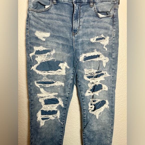 American Eagle Outfitters Blue Skinny Jeans with Distressed Details - Picture 3 of 5